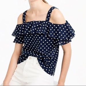 Polka Dot Cold Shoulder Top